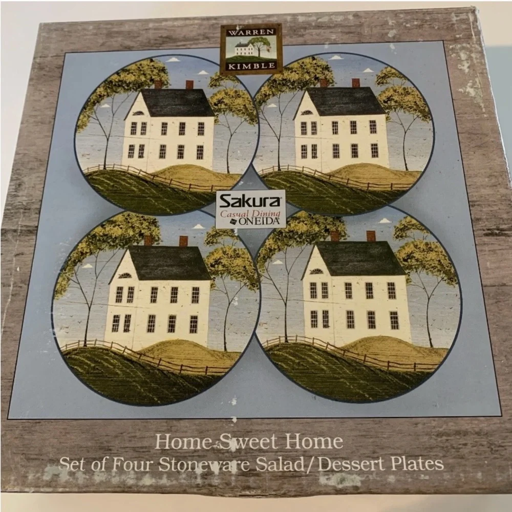Home Sweet Home Warren Kimble Stoneware Salad/Dessert Plates, Set of 4 New NWT - Picture 1 of 9